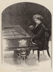 M Paderewski aan de piano
